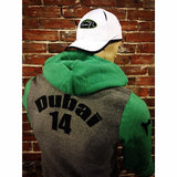 Muslim 1434 Two Tone Dubai Zip Up Green and Grey Hoodie